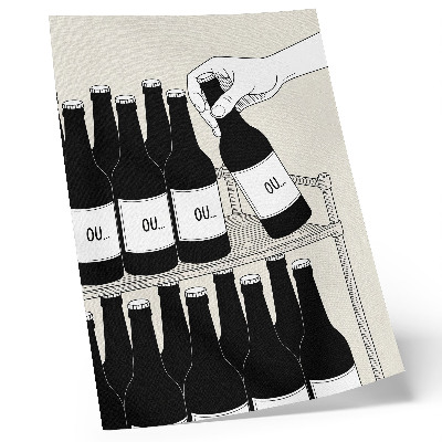 Hållbar väggposter Svartvit hand med en minimalistisk illustration av en flaska