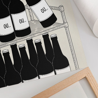 Hållbar väggposter Svartvit hand med en minimalistisk illustration av en flaska
