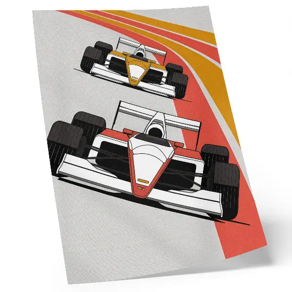 Poster med motiv av dynamisk modernitet på racerbilar