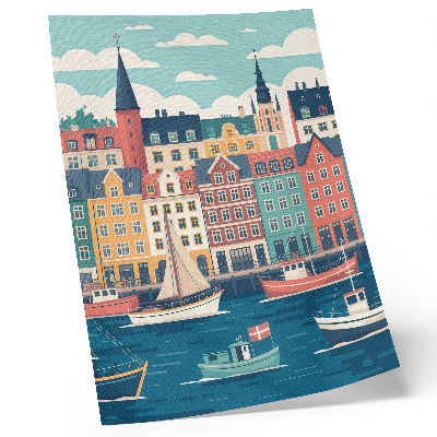 Affisch Färgglada hyreshus vid vattnet, charm och harmoni