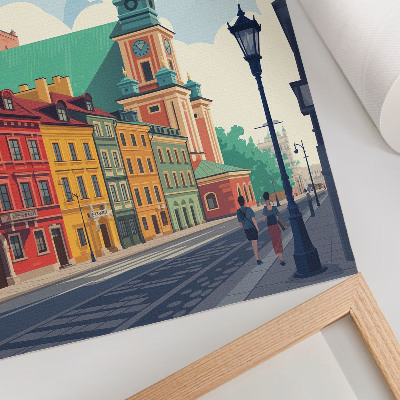 Poster Färgglada hyreshus blå himmel arkitektur