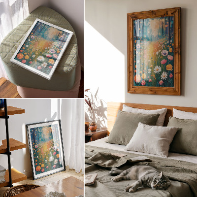 Dekorativ väggaffisch Färgglada blommor modern stil glad atmosfär