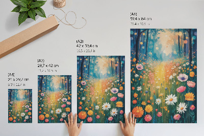 Dekorativ väggaffisch Färgglada blommor modern stil glad atmosfär