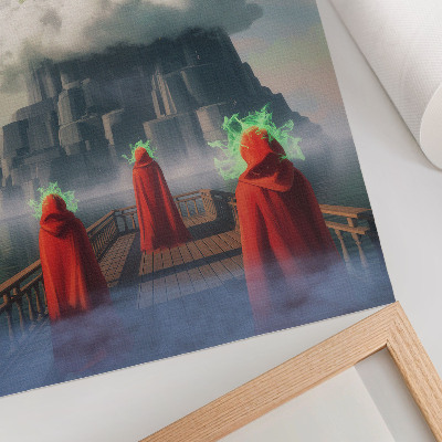 Poster Slott i molnen figurer i rockar surrealism
