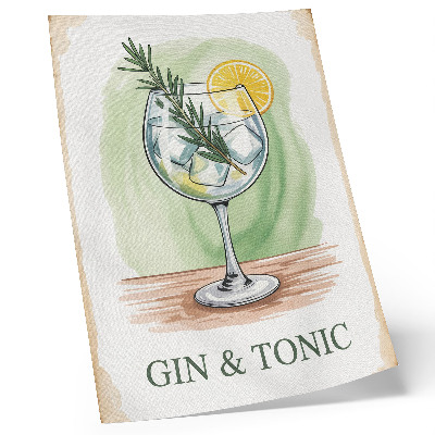 Affisch Ett glas gin, rosmarin och citron på en grön bakgrund