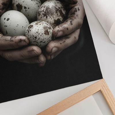 Poster Jordnära händer och vaktelägg fulla av kontrast