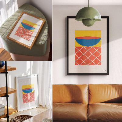 Hållbar väggposter Gulblå röd geometrisk komposition