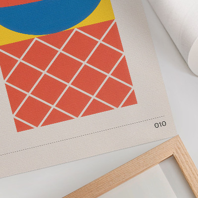Hållbar väggposter Gulblå röd geometrisk komposition