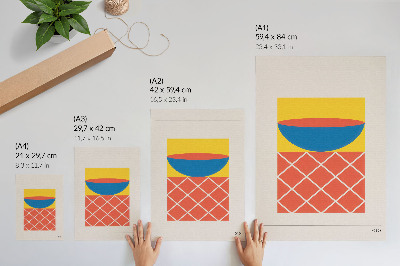 Hållbar väggposter Gulblå röd geometrisk komposition