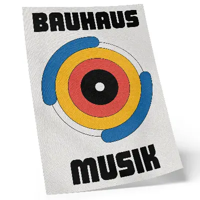 Dekorativ väggaffisch med cirklar i Bauhaus-stil och starka färger för en modern känsla