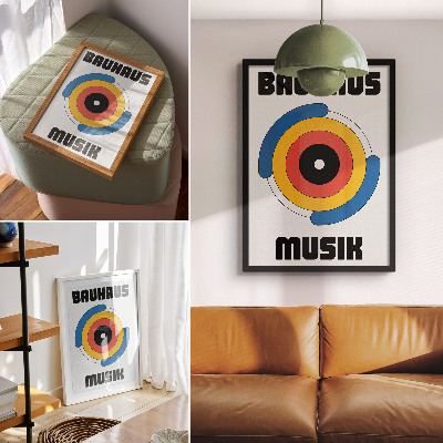 Dekorativ väggaffisch Bauhaus-stil cirklar starka färger modernitet