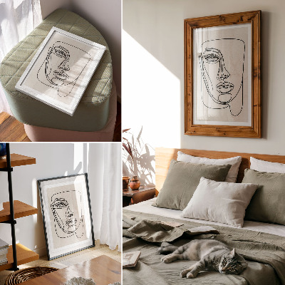 Hållbar väggposter Minimalism elegans ansikte beige svart