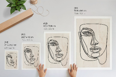 Hållbar väggposter Minimalism elegans ansikte beige svart