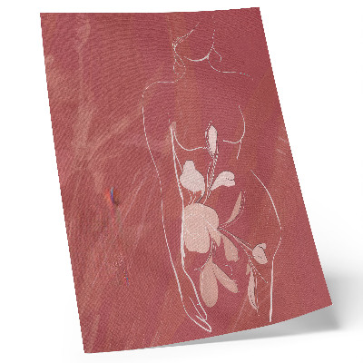 Dekorativ väggaffisch Feminin silhuett och blommor, delikatess, minimalism