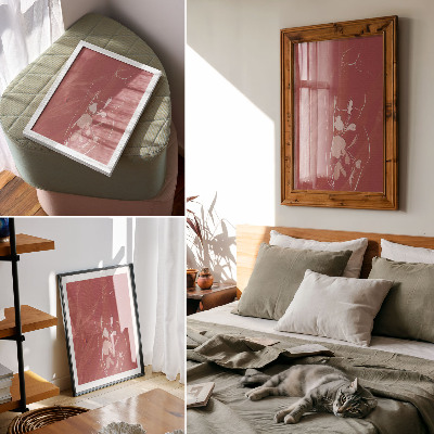 Dekorativ väggaffisch Feminin silhuett och blommor, delikatess, minimalism