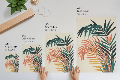 Hållbar väggposter Färgglad tropisk lövillustration
