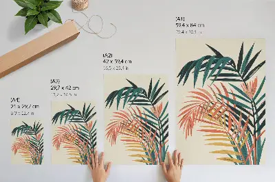 Färgglad tropisk lövillustration hållbar väggposter