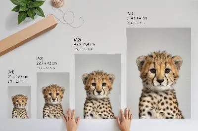 Affisch med minimalistisk gepard på delikat bakgrund