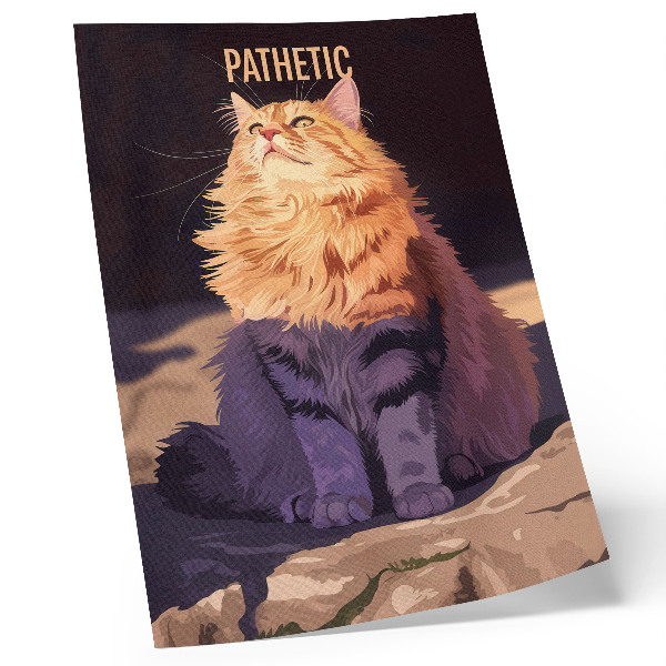 Dekorativ väggaffisch Katt med text orange grå beige