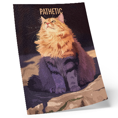 Dekorativ väggaffisch Katt med text orange grå beige