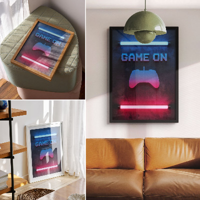 Poster Neonpixelinskription spelar pad dynamik