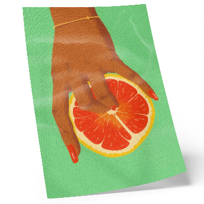 Hållbar väggposter Hand med grapefrukt i vibrerande färger popkonst