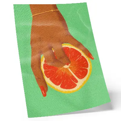Hållbar väggposter med motiv av hand och grapefrukt i färgstark popkonst
