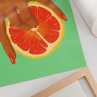 Hållbar väggposter med motiv av hand och grapefrukt i färgstark popkonst