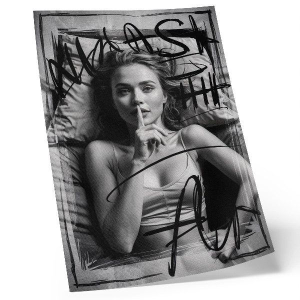 Poster Svartvita graffitifigurer dynamiska linjer