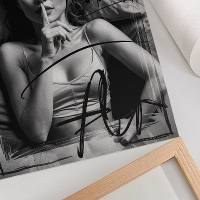 Poster Svartvita graffitifigurer dynamiska linjer