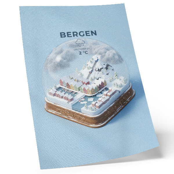 Hållbar väggposter En miniatyrstad i en snöglob