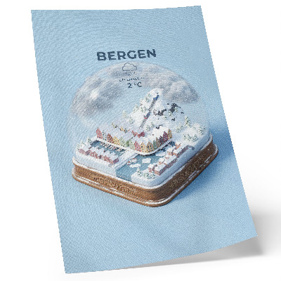 Hållbar väggposter En miniatyrstad i en snöglob