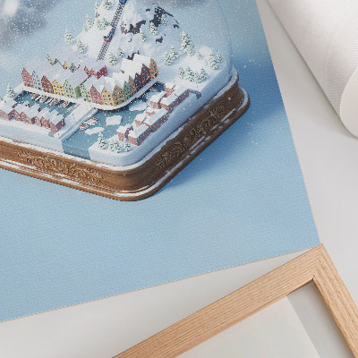 Hållbar väggposter En miniatyrstad i en snöglob