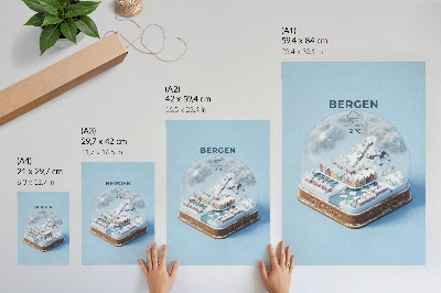 Hållbar väggposter En miniatyrstad i en snöglob