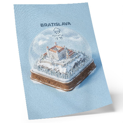 Poster Vinterglob med slott och snö illustrationsstil