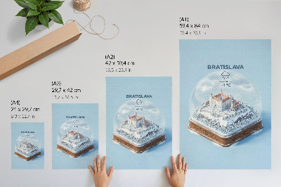 Poster Vinterglob med slott och snö illustrationsstil