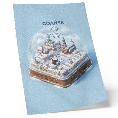 Hållbar väggposter Vintern i Gdańsk under snön i en glaskula