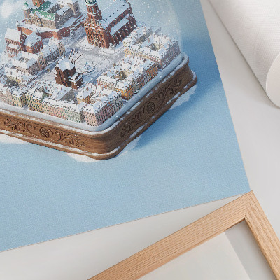 Hållbar väggposter Vintern i Gdańsk under snön i en glaskula