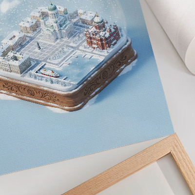 Dekorativ väggaffisch Miniatyr Helsingfors i en snöglob