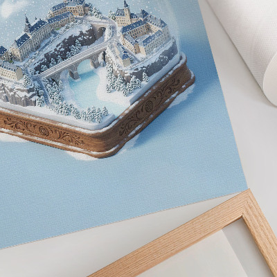 Hållbar väggposter Vinterstadsbild under en kupol av vit snö