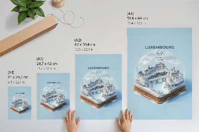 Hållbar väggposter Vinterstadsbild under en kupol av vit snö