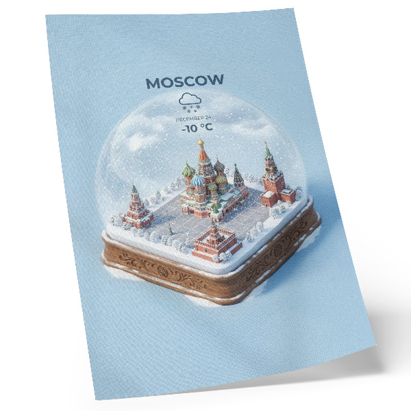Dekorativ väggaffisch Miniatyr-Moskva i en vintersnöglob