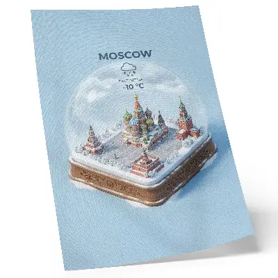 Dekorativ väggaffisch med motiv av ett miniatyr-Moskva i en vintersnöglob