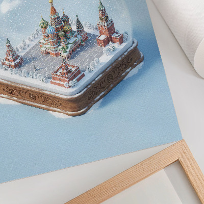 Dekorativ väggaffisch Miniatyr-Moskva i en vintersnöglob