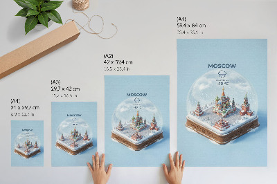 Dekorativ väggaffisch Miniatyr-Moskva i en vintersnöglob