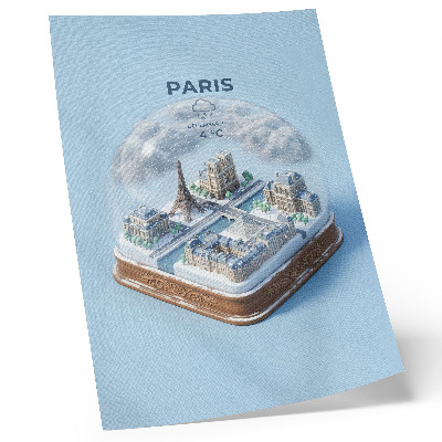 Hållbar väggposter Vinter Paris snöglob modell