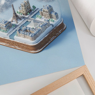 Hållbar väggposter Vinter Paris snöglob modell