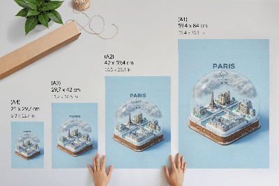 Hållbar väggposter Vinter Paris snöglob modell