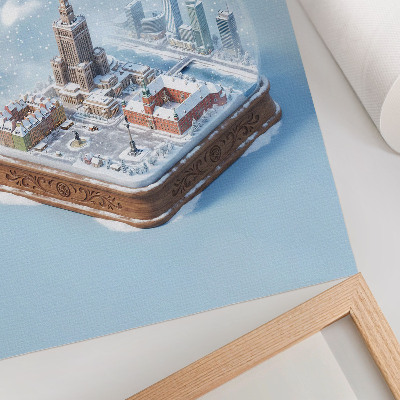 Poster Warszawas vinterglasglob snöarkitektur