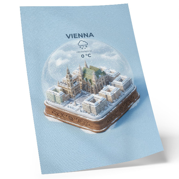 Affisch Ett miniatyrpanorama av Wien i en glaskula